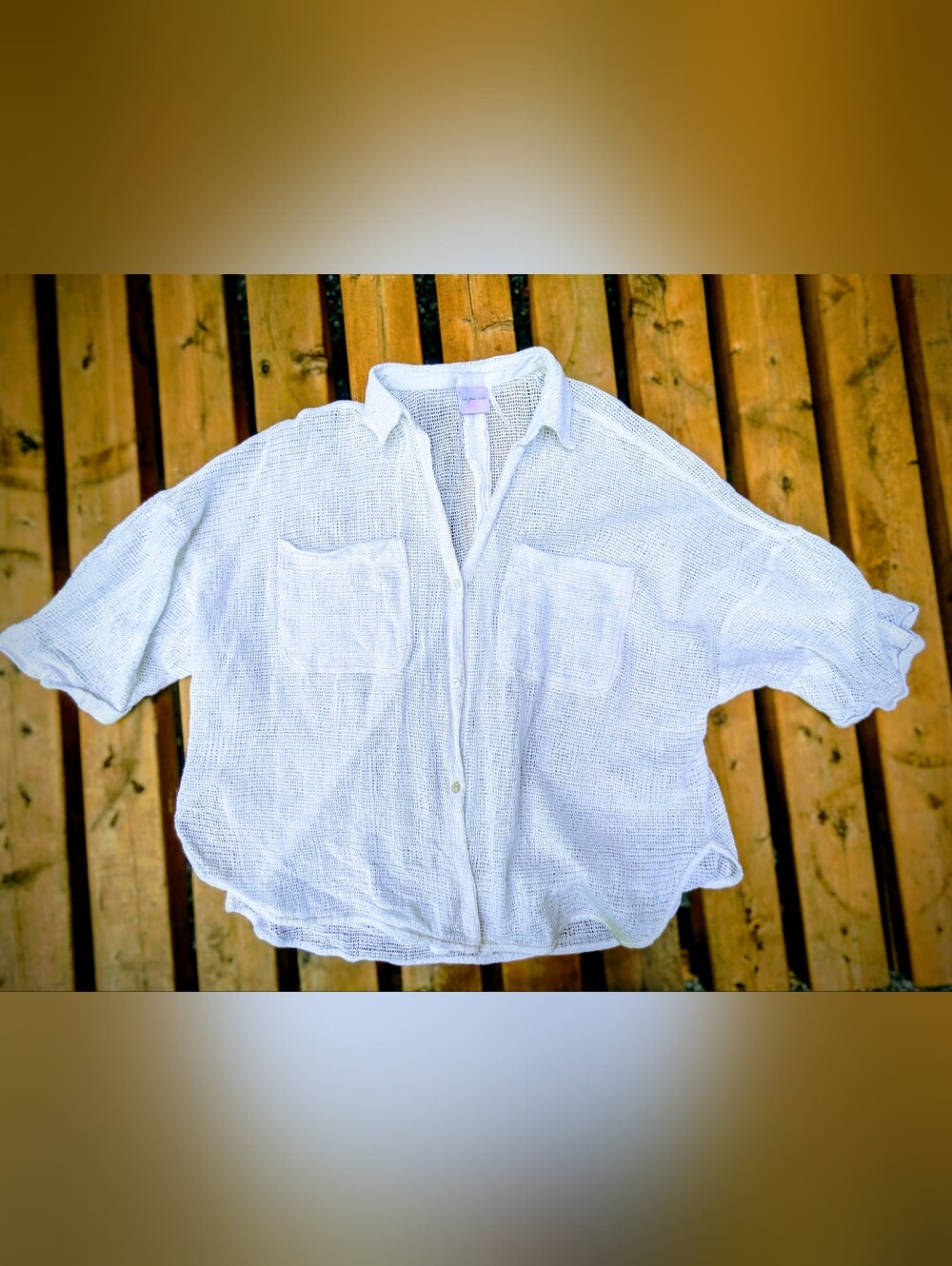 OUT FROM UNDER Oversized Cotton Mesh Button Down M / Chemise filet coton M